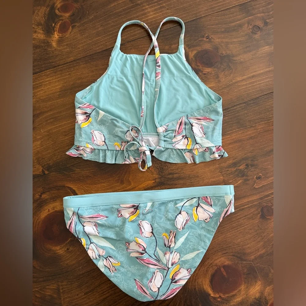 CALIA by Carrie Underwood Light Blue Floral High-Neck Bikini - Picture 3 of 4